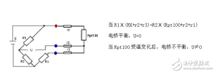 pt1000温度传感器的三线接法，选用三线式接法的原因