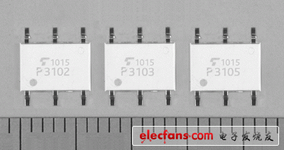 2.54SOP6封装中的高ION光控继电器产品相片: TLP310x系列。