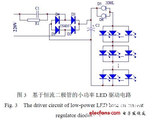 根据恒流二极管的小功率LED 驱动电路