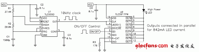 TLC555 定时器替代 LED 驱动器的微处理器