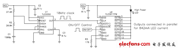TLC555定时器替代LED驱动器的微处理器