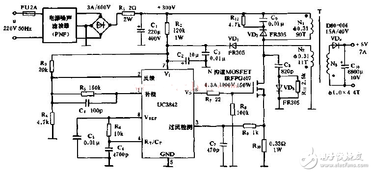 uc3842中文材料汇总（uc3842引脚图及功用_作业原理及典型使用电路）