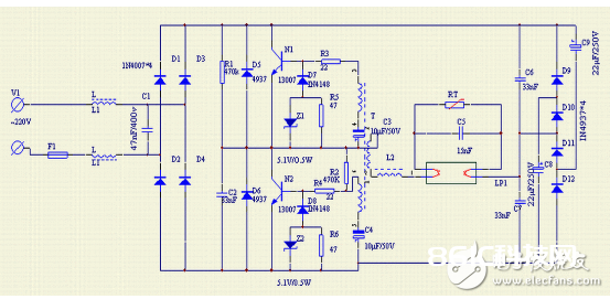 九款最简略的电子镇流器电路图原理图剖析
