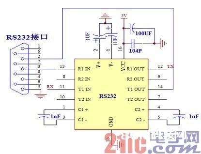 图4  MAX232电平转化电路图