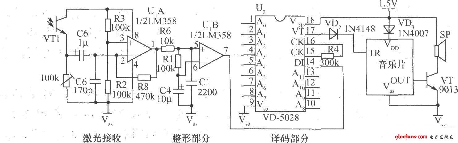 VD5026+激光电筒构成的编码接纳电路