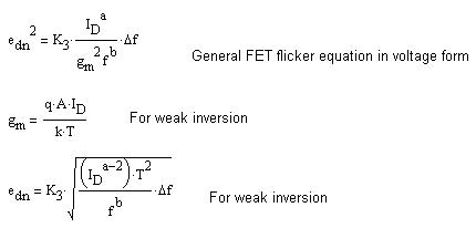 弱反相 FET 闪耀噪声