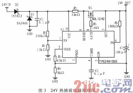 根据TPS2491的热插拔维护电路规划