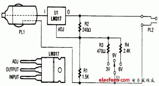 3V/6V/9V轿车电源适配器直流电源电路