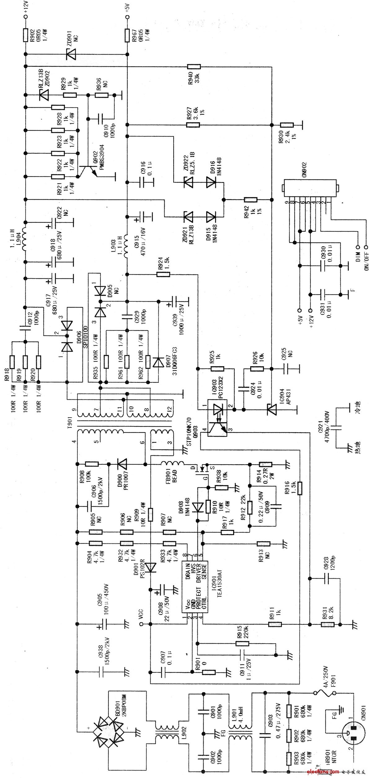 TEA1530AT构成的电源电路图