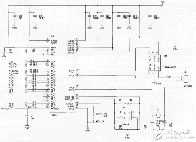 体系电路原理图CC2541 部分
