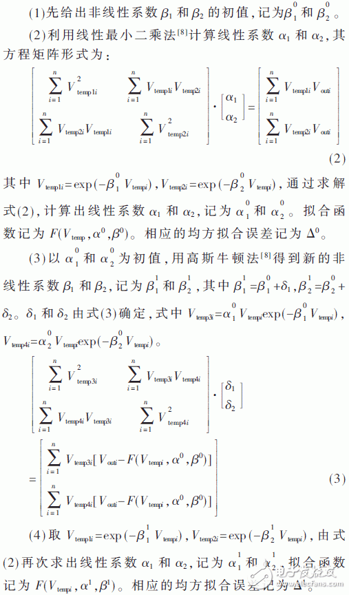 根据传感器温度补偿办法的双指数函数模型的温度补偿算法规划