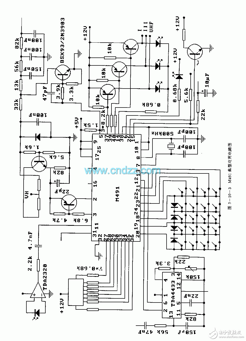 关于红外线遥控接纳控制电路原理（M491 ）
